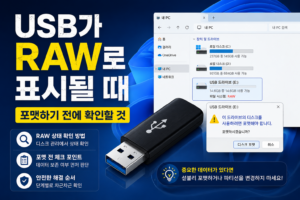 USB가 RAW로 표시될 때 포맷하기 전에 확인해야 할 것