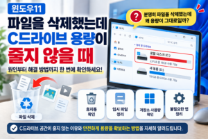파일을 삭제했는데 C드라이브 용량이 줄지 않을 때 확인할 것